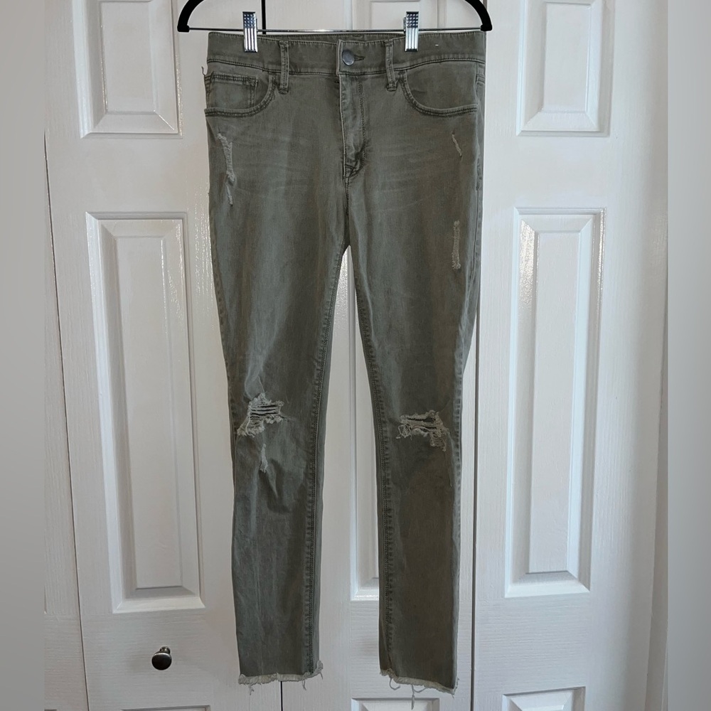 Express Stretch Ankle Mid Rise Jean in Olive - size 6R